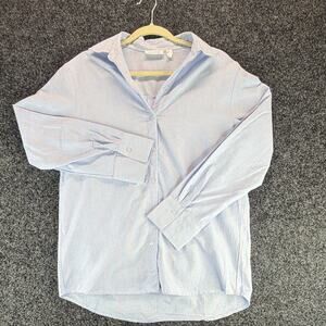 Cloth by Design Men's S Blue Striped Woven Cotton L/S Point Collar Button-Up